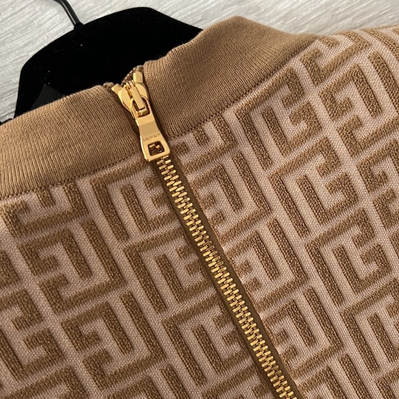 BALMAIN monogram knit dress tan size 34 - Picture 2 of 5